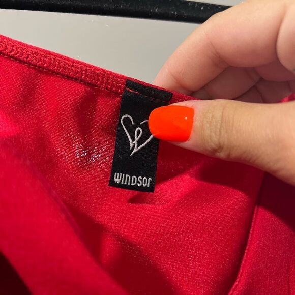 Windsor Red Crop Top Bow Detail Size M - Picture 4 of 5